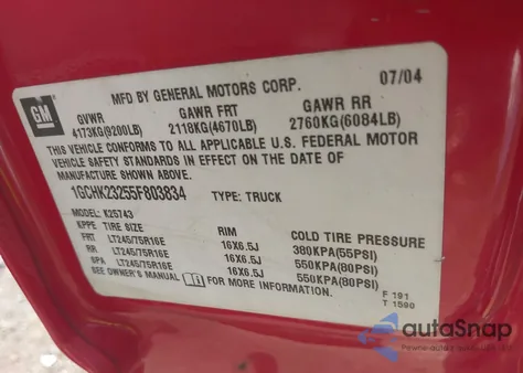 2005 Chevrolet Silverado 2500Hd Ls z USA, uszkodzony, nr VIN 1GCHK23255F803834